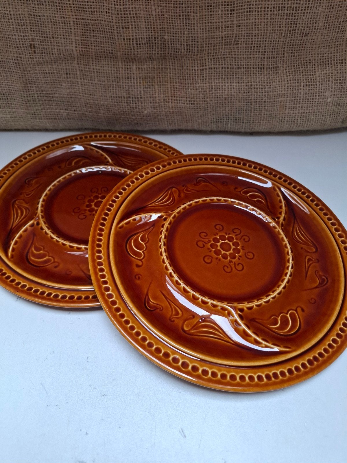 Vintage Franse fondueborden / gourmetborden – Jaren 70 (Set, Ophalen of Verzenden