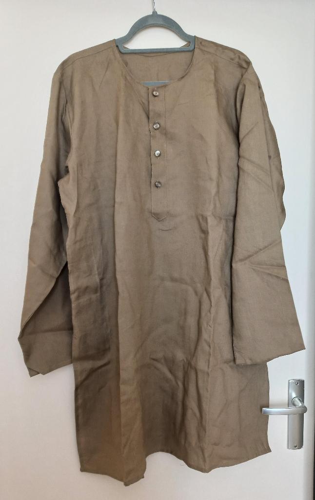 Nieuw bruin cremeachtig linnen heren tuniek, Ophalen of Verzenden, Nieuw, Bruin, Overige halswijdtes