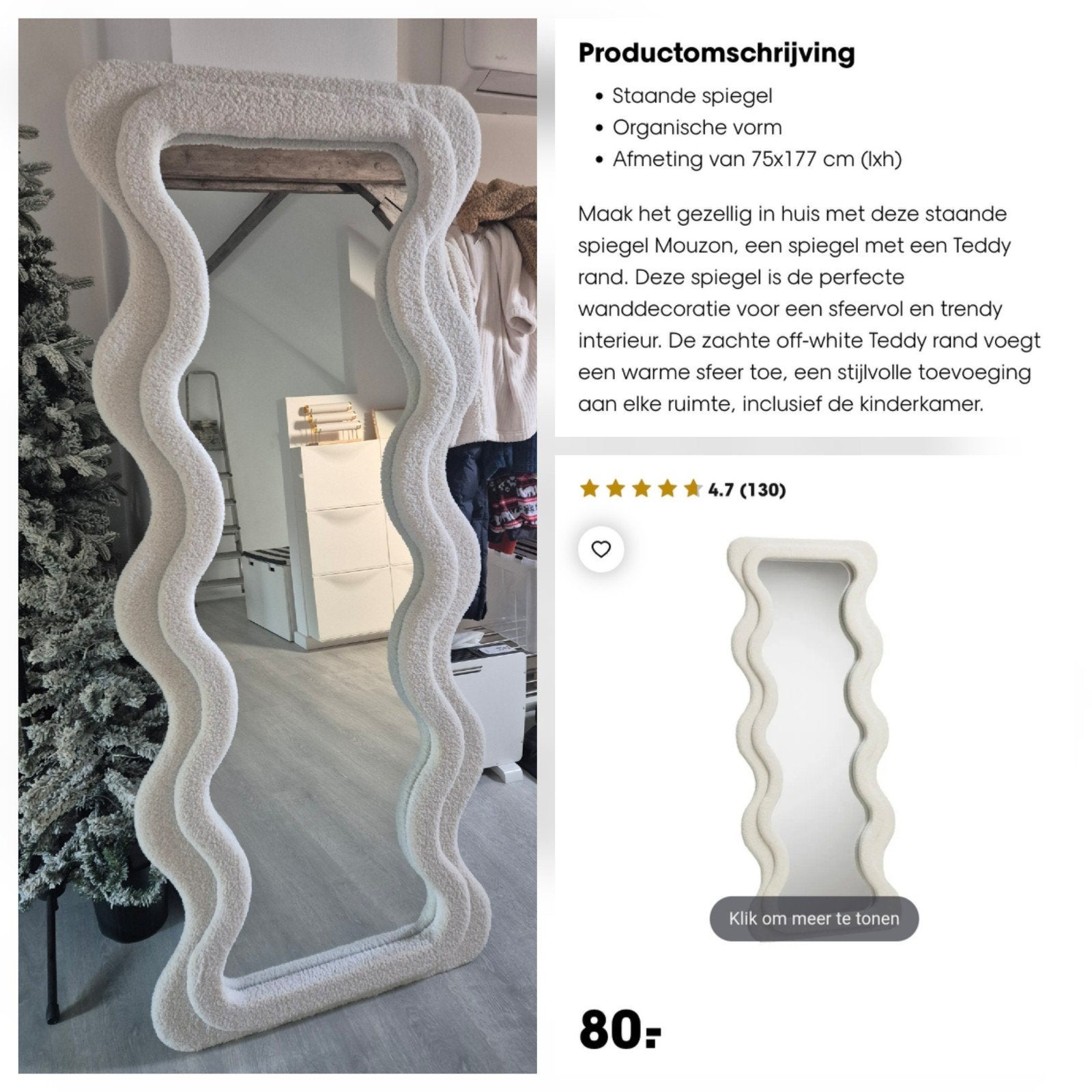 Kwantum Mouzon Spiegel Teddy Wit Nieuw, Ophalen, Nieuw