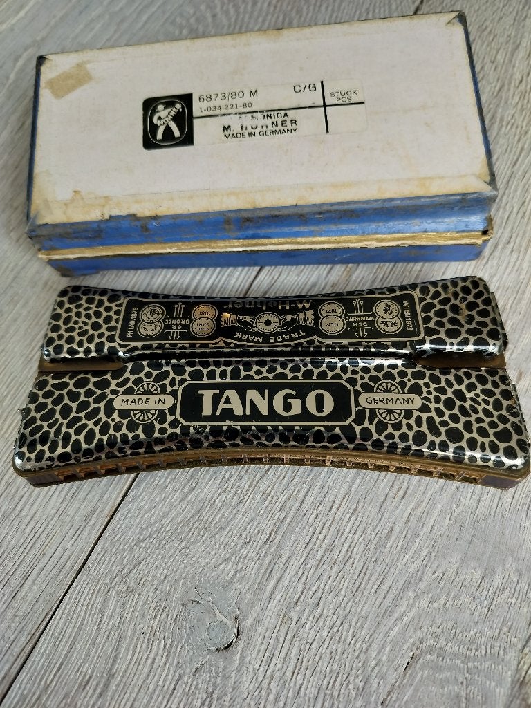 Mondharmonica Vintage Hohner Tango met doos, Gebruikt, C-mondharmonica, Ophalen of Verzenden, Met koffer of doosje