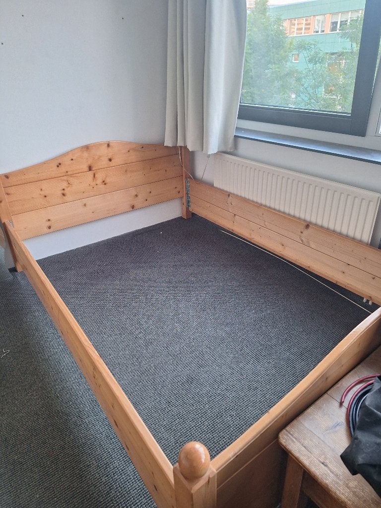 Bedframe, Ophalen, Tweepersoons, Hout, 140 cm