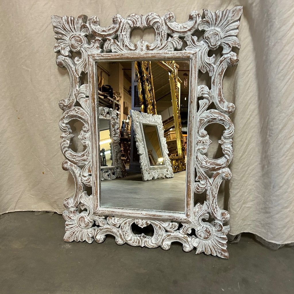 barok spiegel - white wash - 80 x 60 cm - Gratis bezorgd