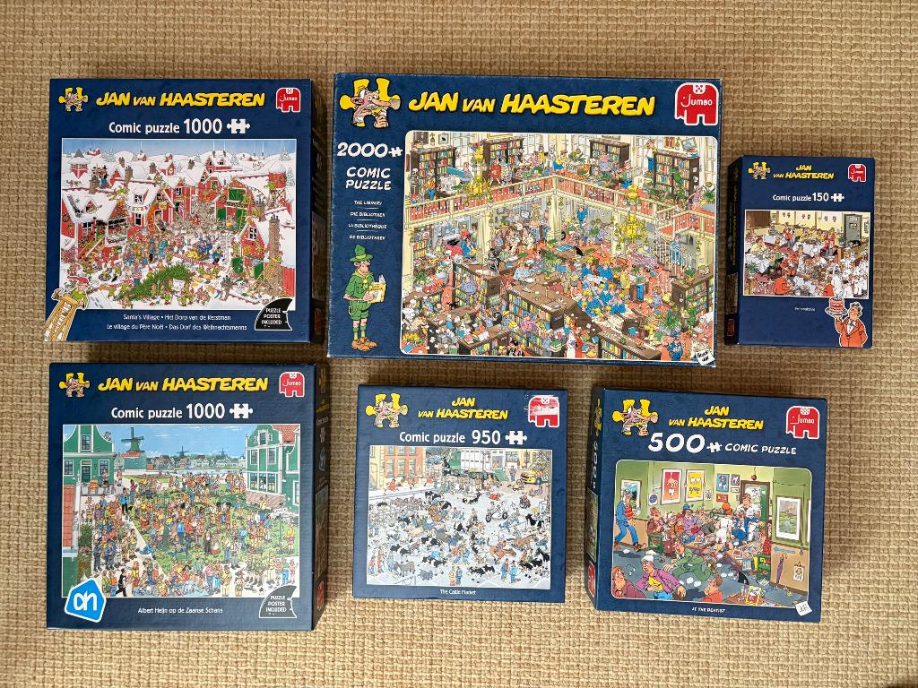 Leuke, complete Jan van Haasteren puzzels, Ophalen of Verzenden, 500 t/m 1500 stukjes, Gebruikt, Legpuzzel