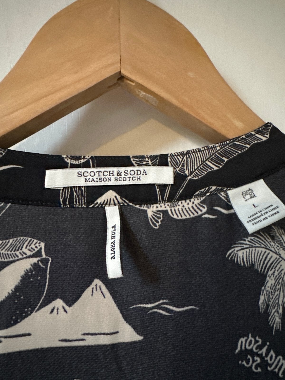 Scotch & Soda Maison Scotch Zomerjurk Hawaii Print Maat L, Zwart, Maat 42/44 (L), Ophalen of Verzenden, Zo goed als nieuw