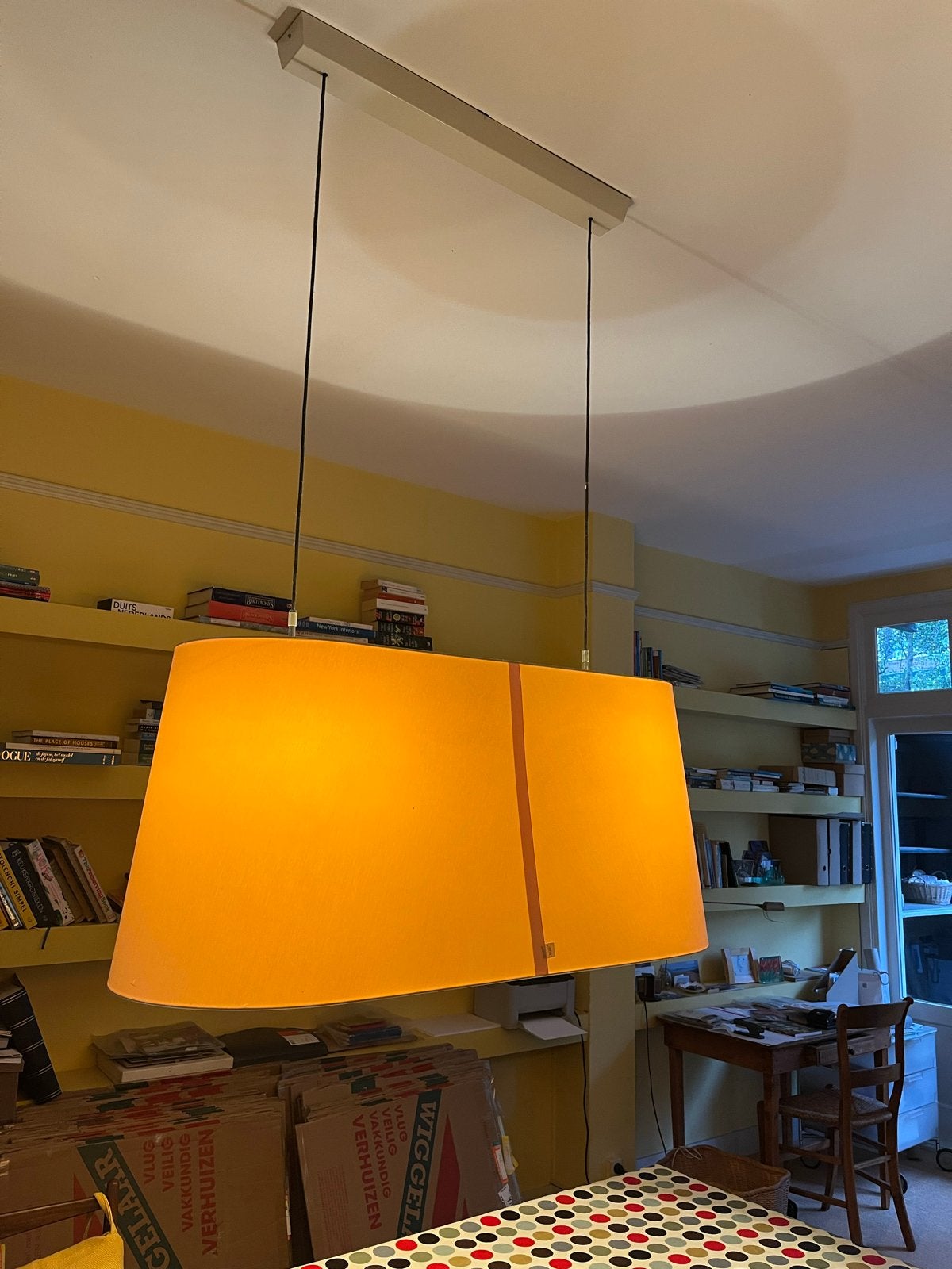 Moooi hanglamp, kap gebroken wit, gebruikt, Huis en Inrichting, Ophalen, Gebruikt, Textiel, E27 (groot)