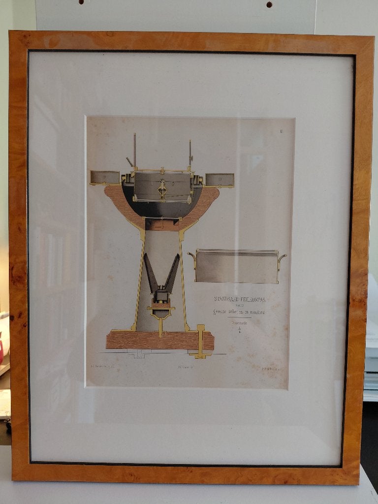 steendruk diverse oude kompassen, Antiek en Kunst, Kunst | Etsen en Gravures, Ophalen, Ingelijst, 23 cm, 35 cm