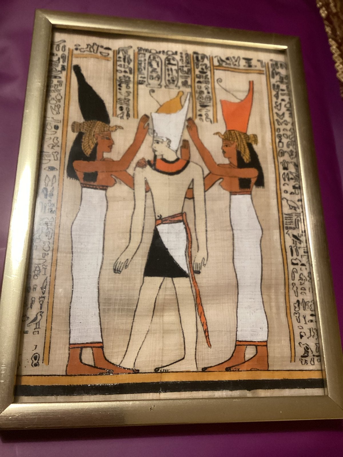 Ingelijste Egyptische Papyrus Manche, Antiek en Kunst, Ophalen of Verzenden