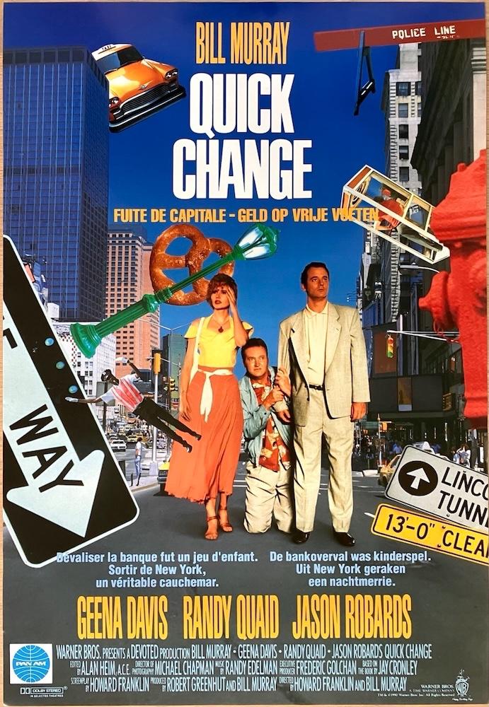 Quick Change (1990) - Originele filmposter, Verzenden, Zo goed als nieuw, A1 t/m A3, Film en Tv