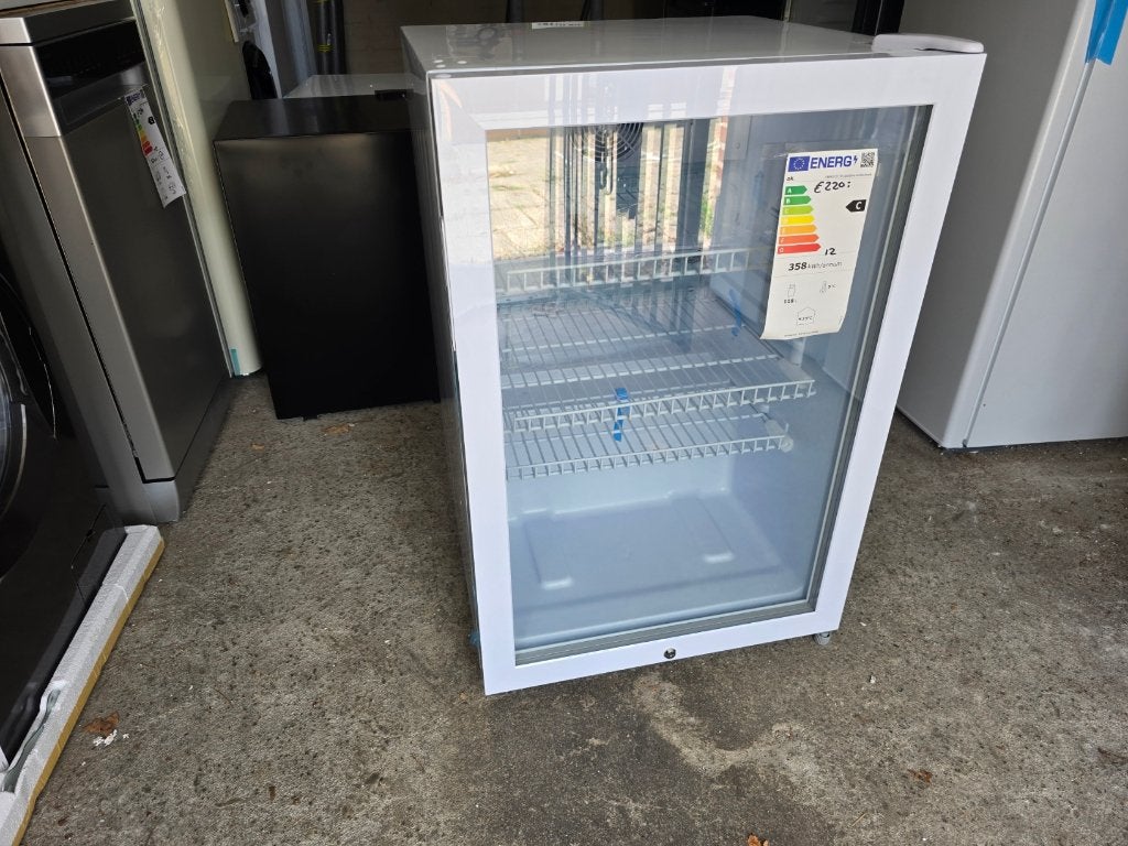 Nieuwe glasdeur koeler 118 ltr 84x54 met slot en verlichting, Witgoed en Apparatuur, Zonder vriesvak, Minder dan 85 cm, 100 tot 150 liter