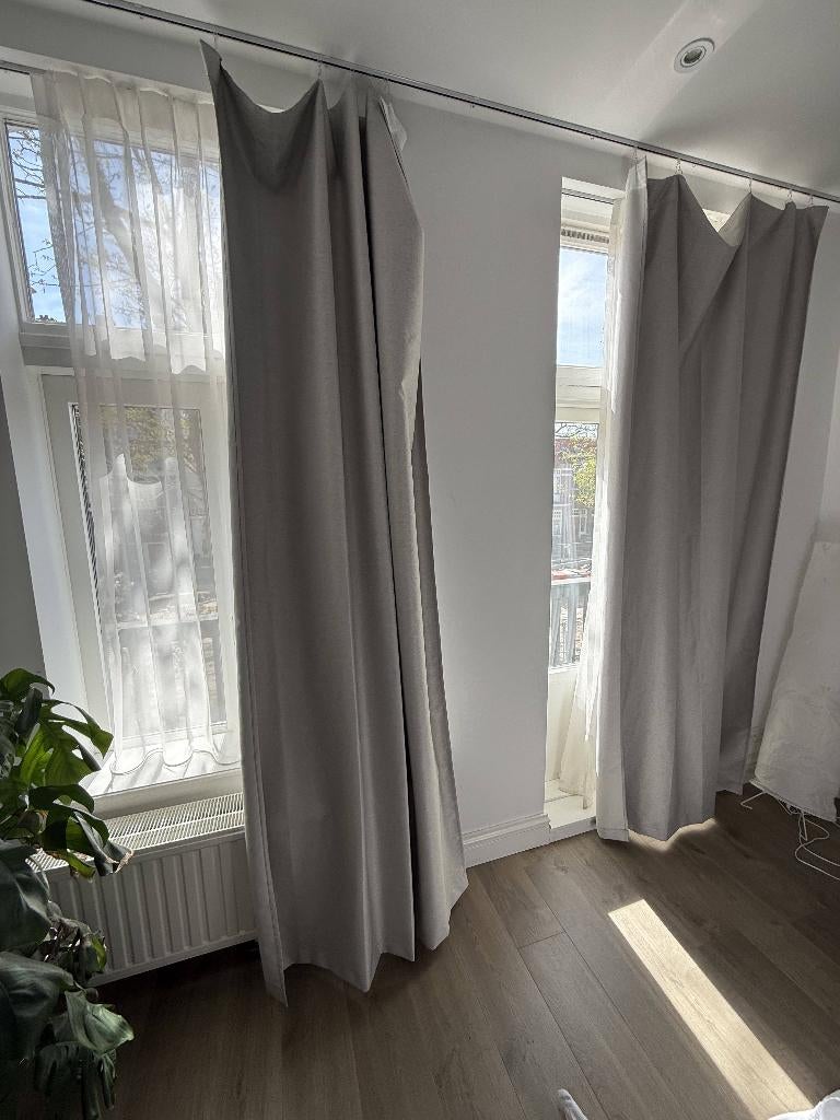 Gordijnen linnen look raamdecoratie wonen, Ophalen of Verzenden, Zo goed als nieuw, Beige