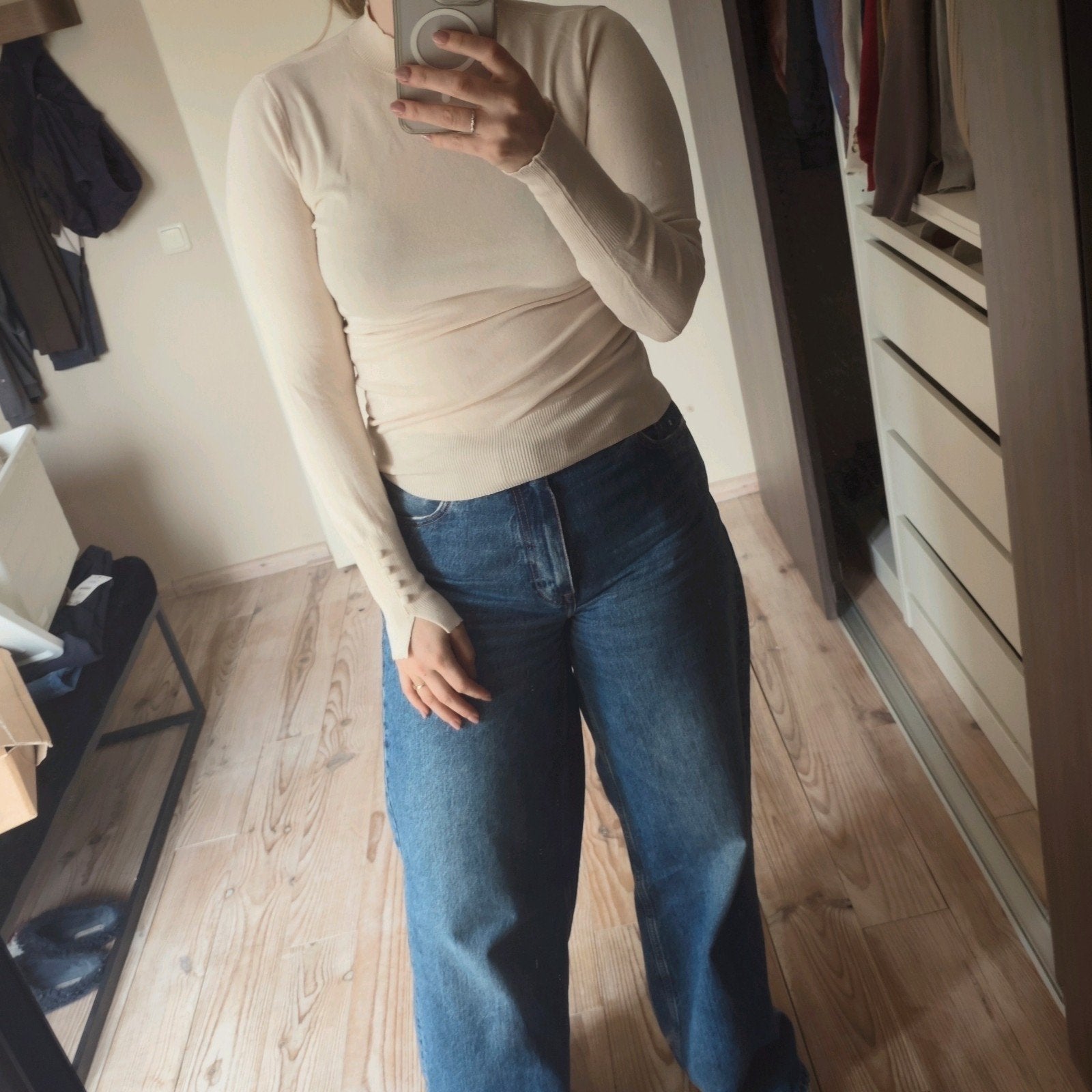 dunne trui dames crème beige S M bien blue, Beige, Bien blue, Ophalen of Verzenden, Maat 36 (S)