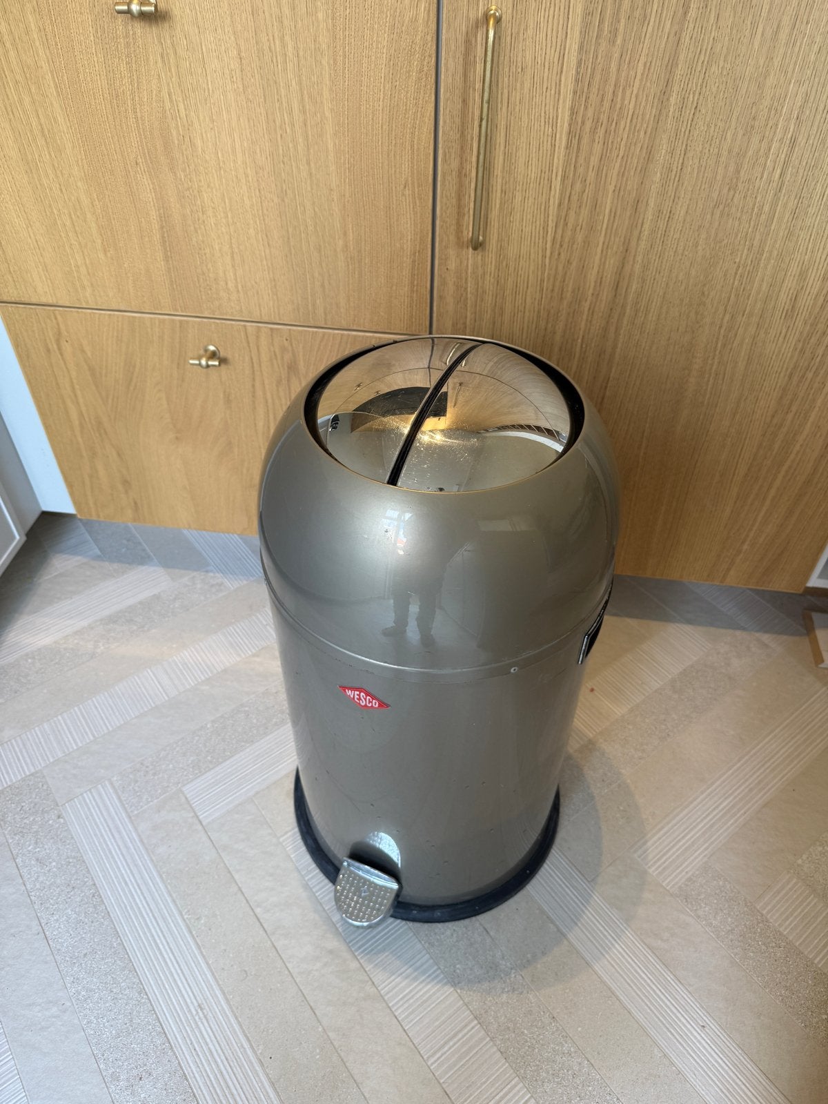 Wesco Kickmaster Pedaalemmer - Brons, Huis en Inrichting, Woonaccessoires | Prullenbakken, Ophalen, Gebruikt, Met pedaal, 50 tot 75 cm
