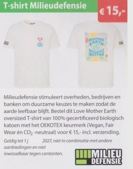 T-shirt Milieudefensie € 15,- (link), Tickets en Kaartjes, Eén persoon, Overige soorten, Warenhuis- of Winkelbon