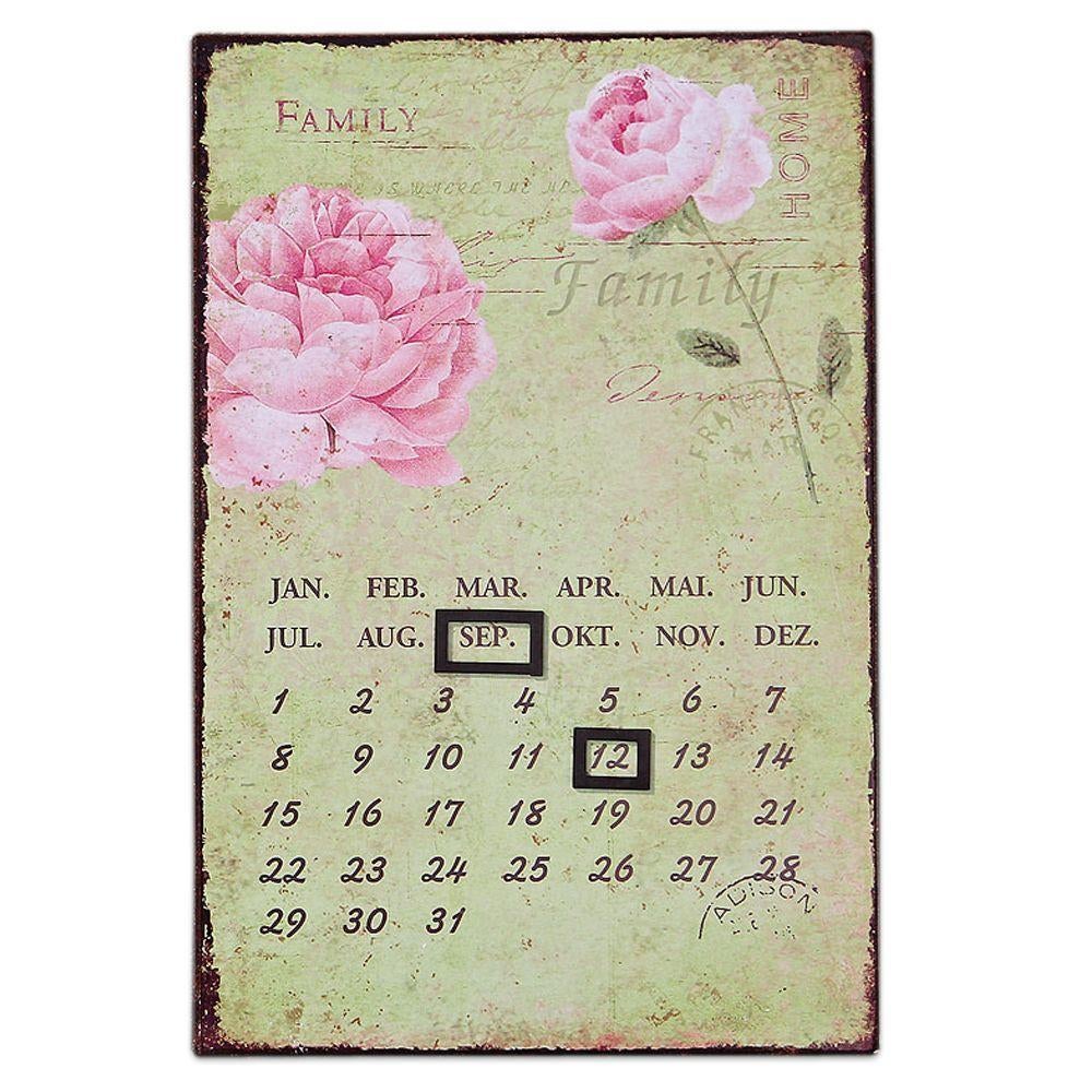 Mooie tijdloze Kalender, Wandbord, Magneetbord, groen rose, Huis en Inrichting, Ophalen of Verzenden, Nieuw