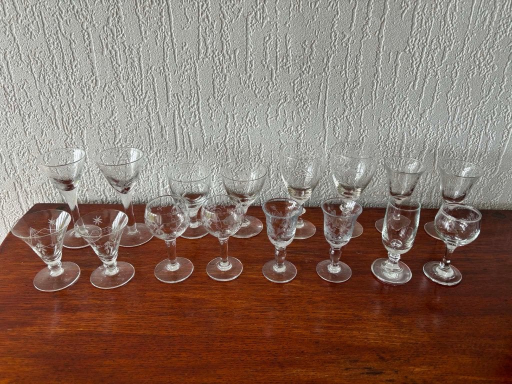 Diverse kristallen borrelglaasjes, Ophalen, Zo goed als nieuw, Overige typen