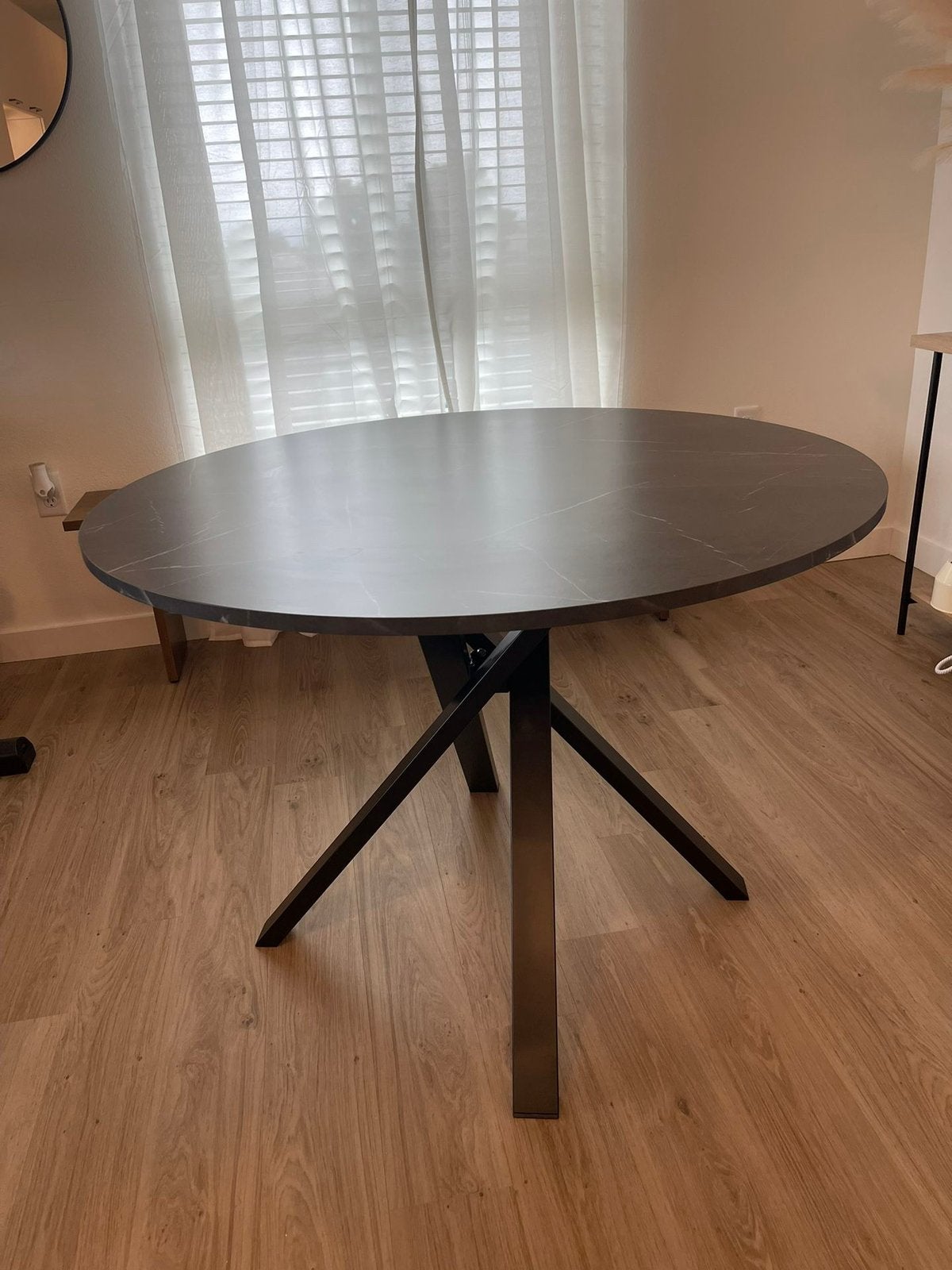 IKEA MARIEDAMM ronde eettafel 105 cm, Ophalen, 100 tot 150 cm, Rond, Zo goed als nieuw