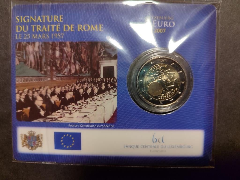 Luxemburg 2 euro 2007 BU Verdrag van Rome Coincard VVR, Postzegels en Munten, Munten | Europa | Euromunten, Ophalen of Verzenden