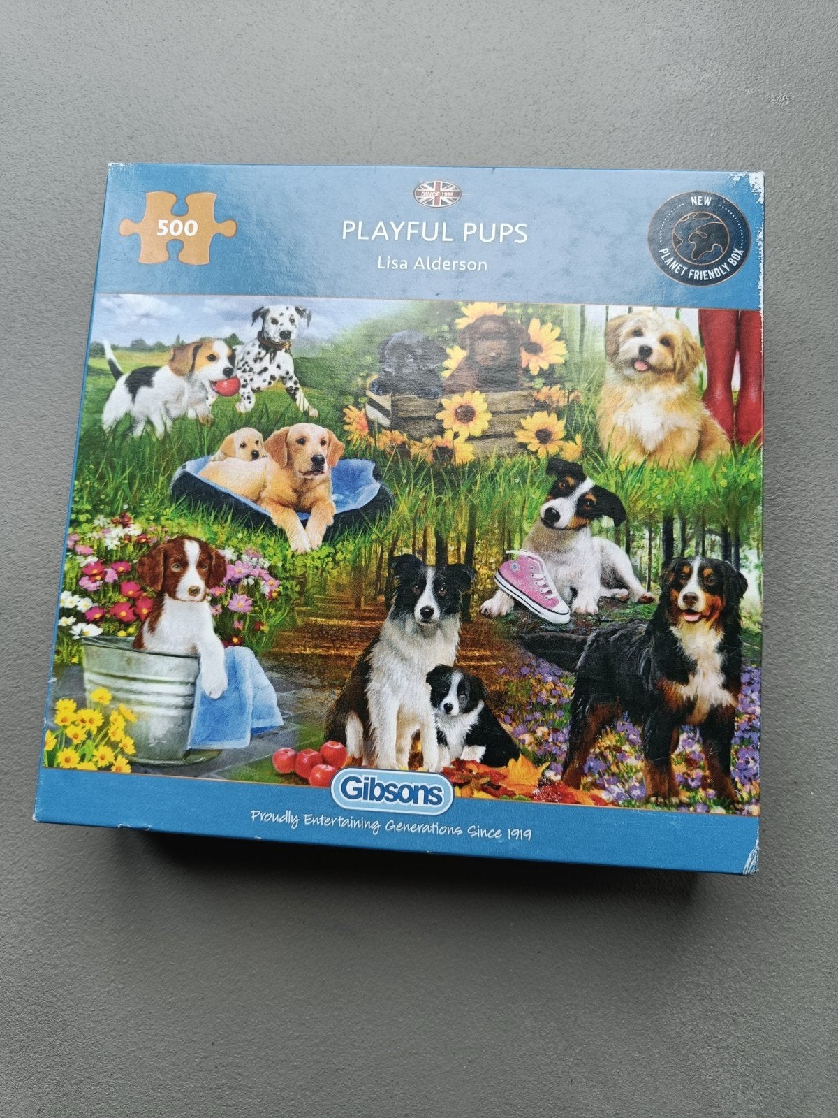 Gibsons Legpuzzel 'Playful Pups' - 500 stukjes, Hobby en Vrije tijd, Ophalen of Verzenden, 500 t/m 1500 stukjes, Zo goed als nieuw