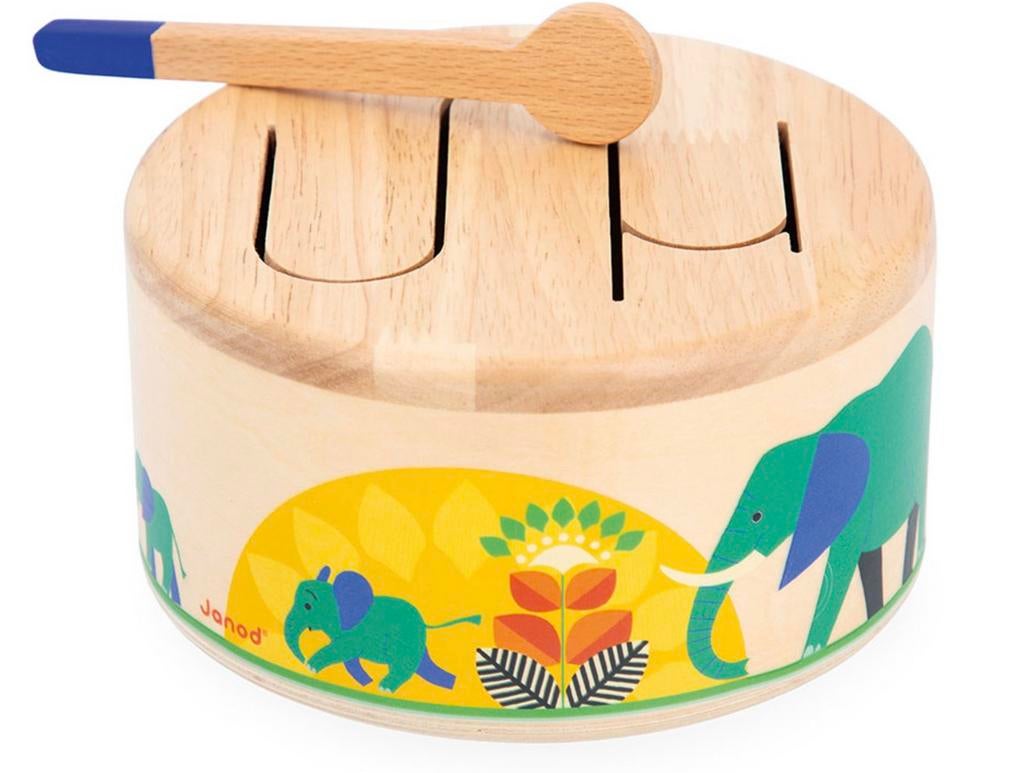 Janod Houten Trommel met Stokje - Nieuw in Doos, Juratoys, Overige typen, Nieuw, Ophalen of Verzenden