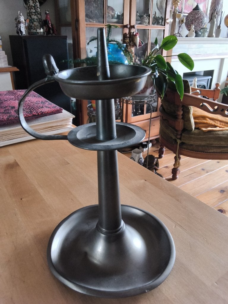 Tinnen kaarsen standaard, Ophalen of Verzenden, Gebruikt, Kandelaar