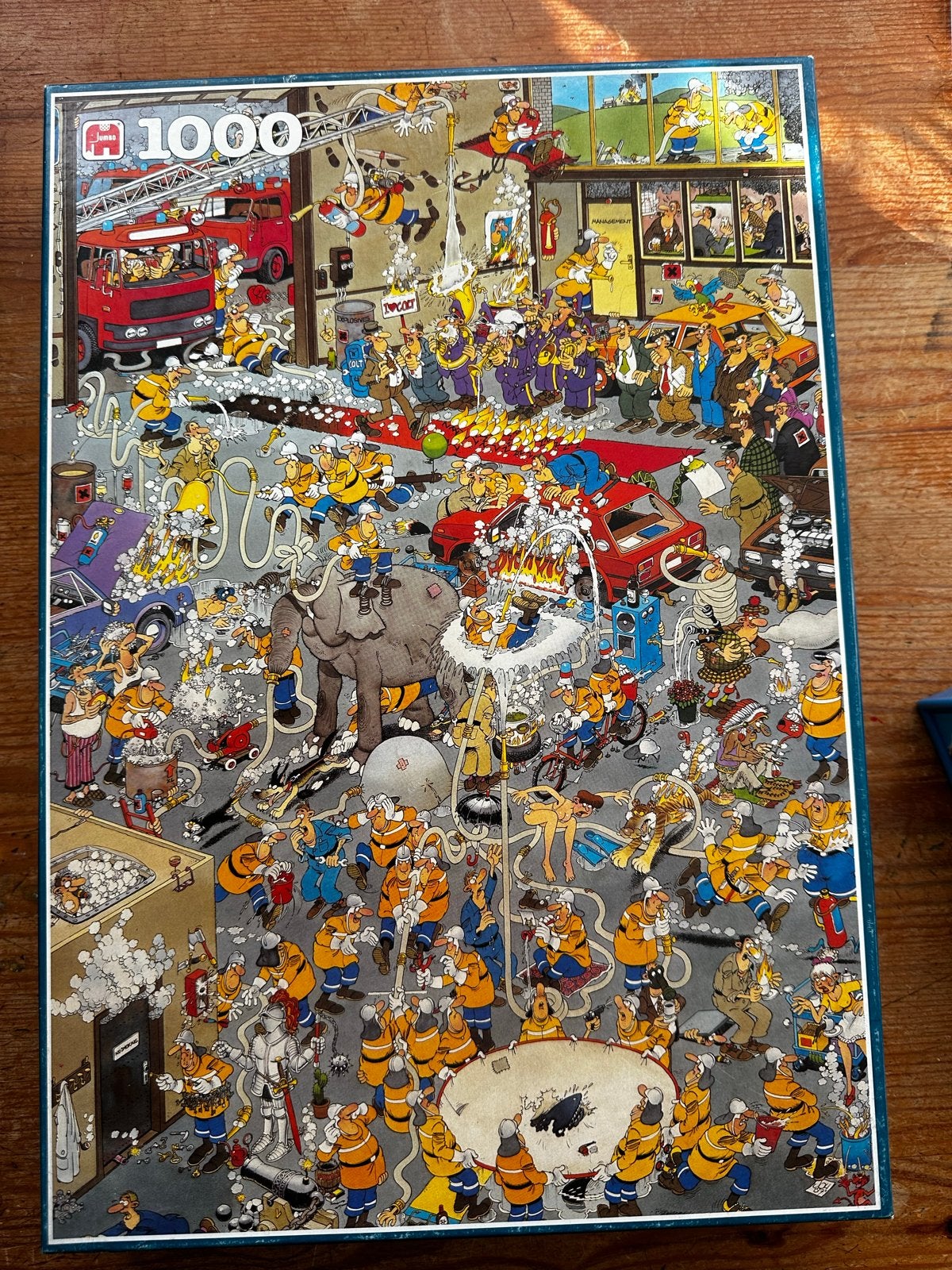 Jumbo Jan van Haasteren puzzel - De brandweer 1000 stukjes, Ophalen of Verzenden, 500 t/m 1500 stukjes, Zo goed als nieuw, Legpuzzel
