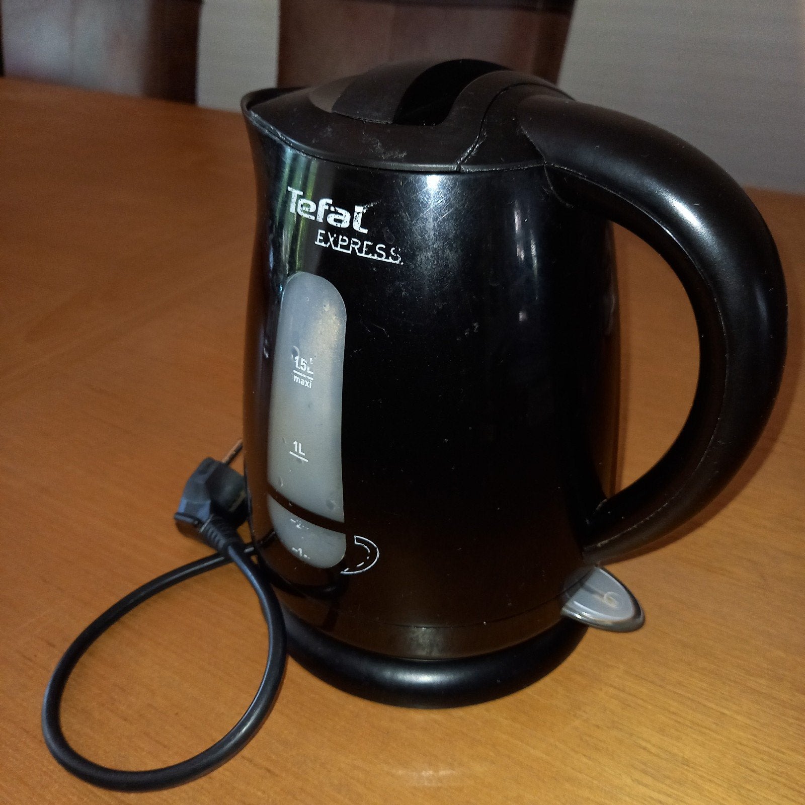 Tefal Express Waterkoker - Zwart, 1.5L, 1 tot 2 liter, Ophalen, Gebruikt, Rvs