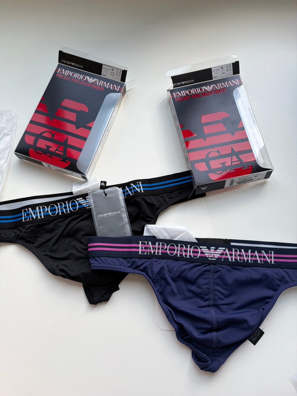 Set emporio armani microfiber mesh string, Kleding | Heren, Ondergoed, Verzenden, Overige kleuren, Slip