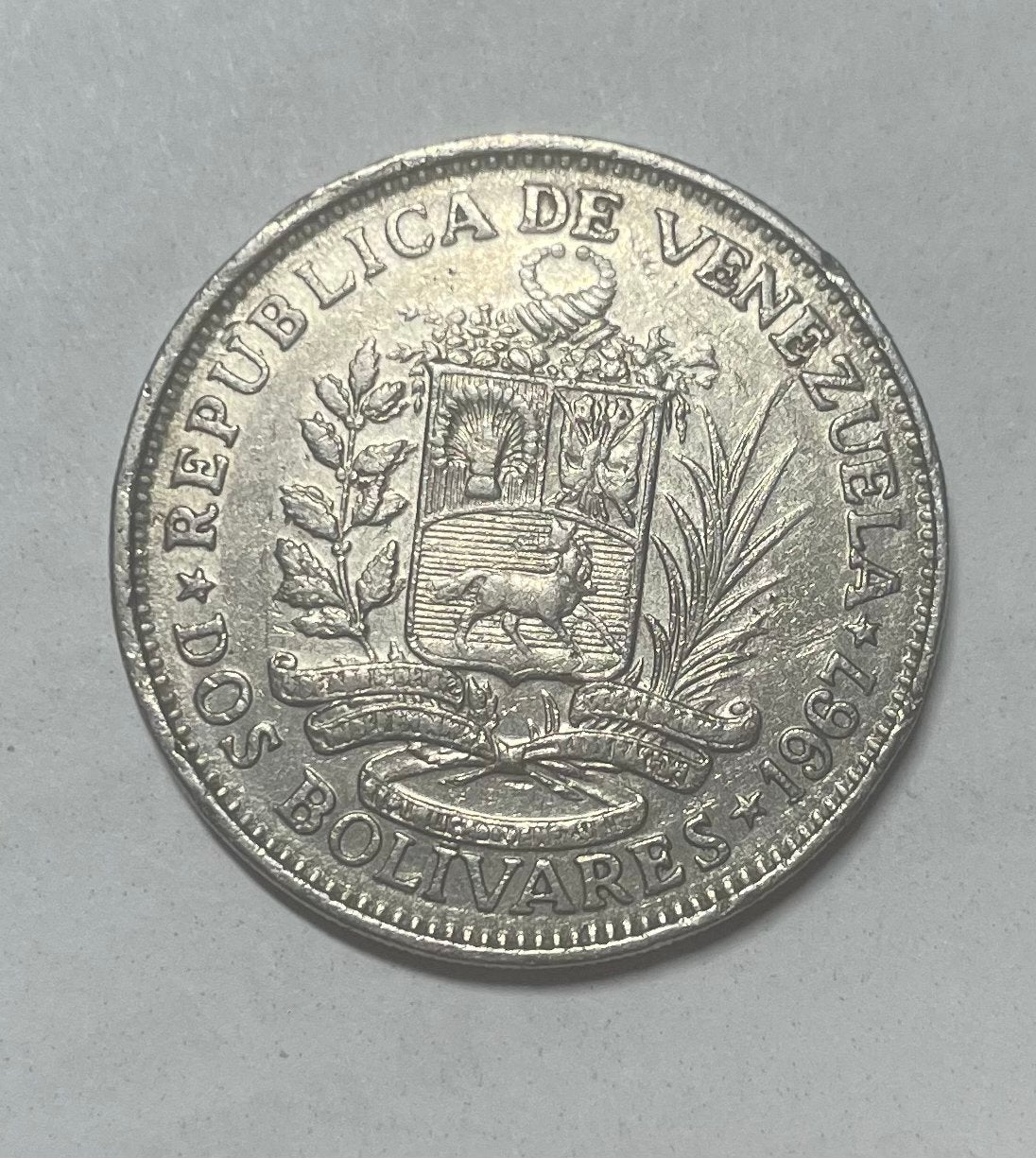 2 bolivares Venezuela 1967, Ophalen of Verzenden, Zuid-Amerika