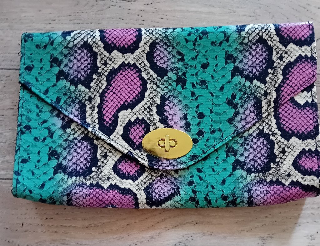 Enveloppe tas kunstleer slang print, Ophalen of Verzenden, Zo goed als nieuw, Overige kleuren, Avondtasje