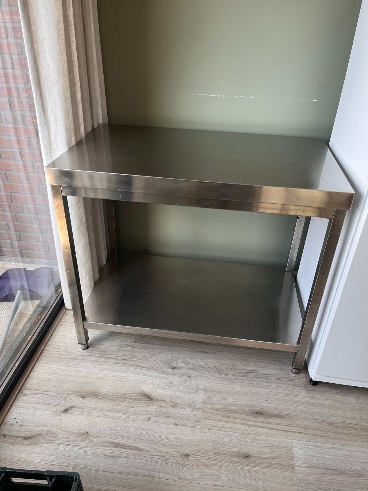 RVS werkbank 100x60 cm met onderblad, Ophalen, Gebruikt, 70 tot 120 cm