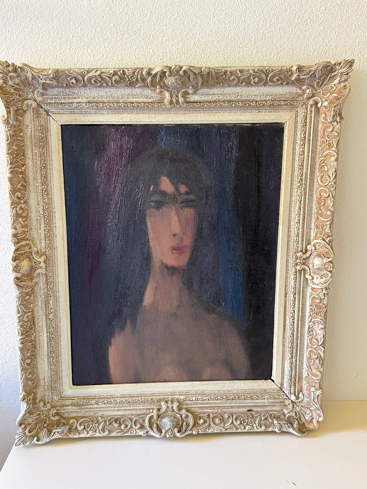 Portret van een Vrouw - Olieverf op Doek met Barokke Lijst, Ophalen, Doek, Portret of Personen, Realistisch