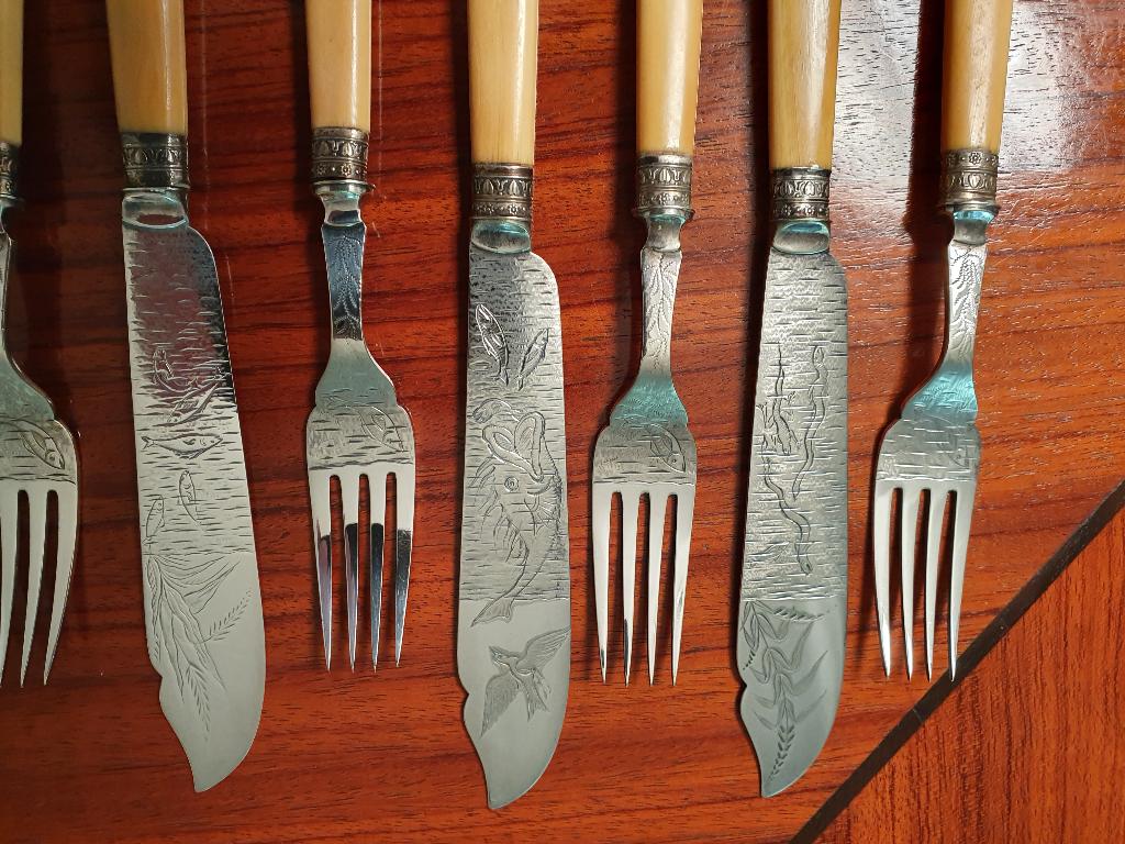 Antiek Visbestek zilver, Antiek en Kunst, Antiek | Bestek, Ophalen of Verzenden