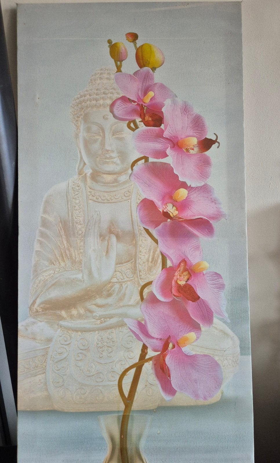 Boeddha Boedha met orchidee schilderij, Ophalen, Zo goed als nieuw, Schilderij, Minder dan 50 cm