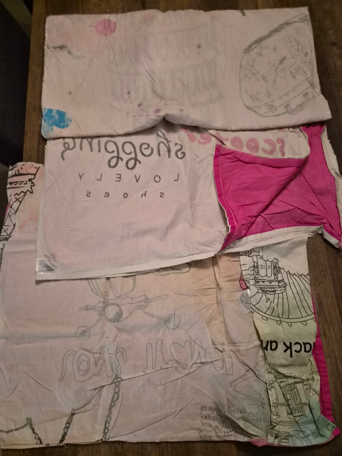 1 Persoons dekbedovertrek roze/wit - Pure Bed Linen, Gebruikt, Overige merken, Meisje, Dekbedovertrek