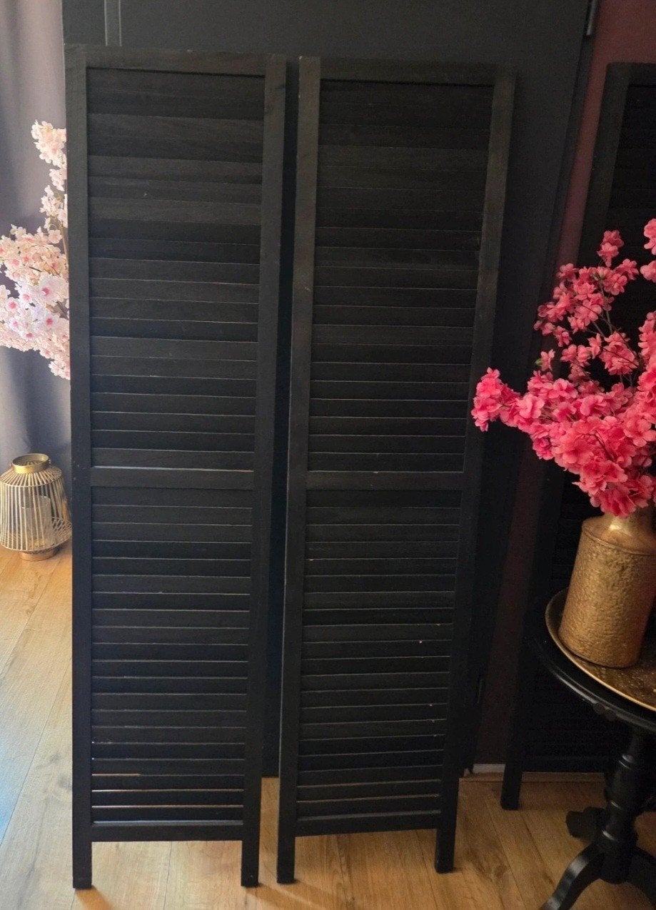 Mooie zwarte houten luiken (set van 2), Hout, Ophalen of Verzenden, Landelijk, Gebruikt