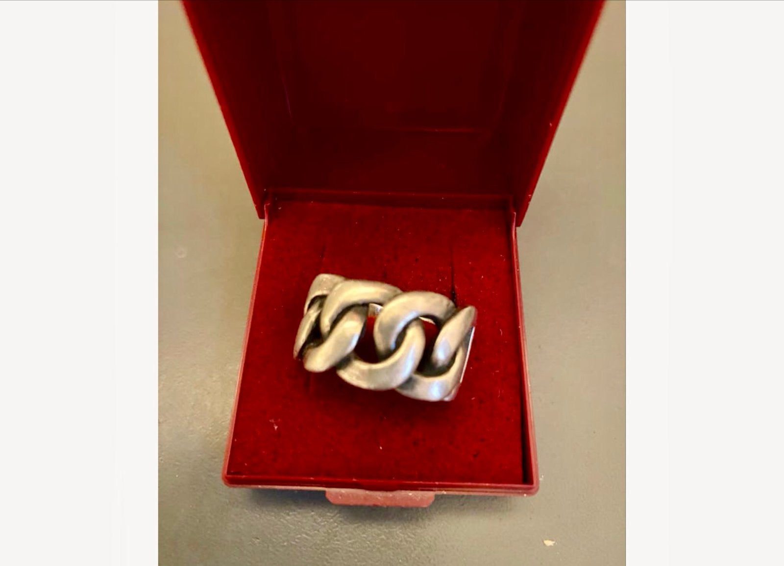 Vintage echt zilveren ring met stoer schakeldesign, Sieraden, Tassen en Uiterlijk, Antieke sieraden, Ophalen of Verzenden, Zilver