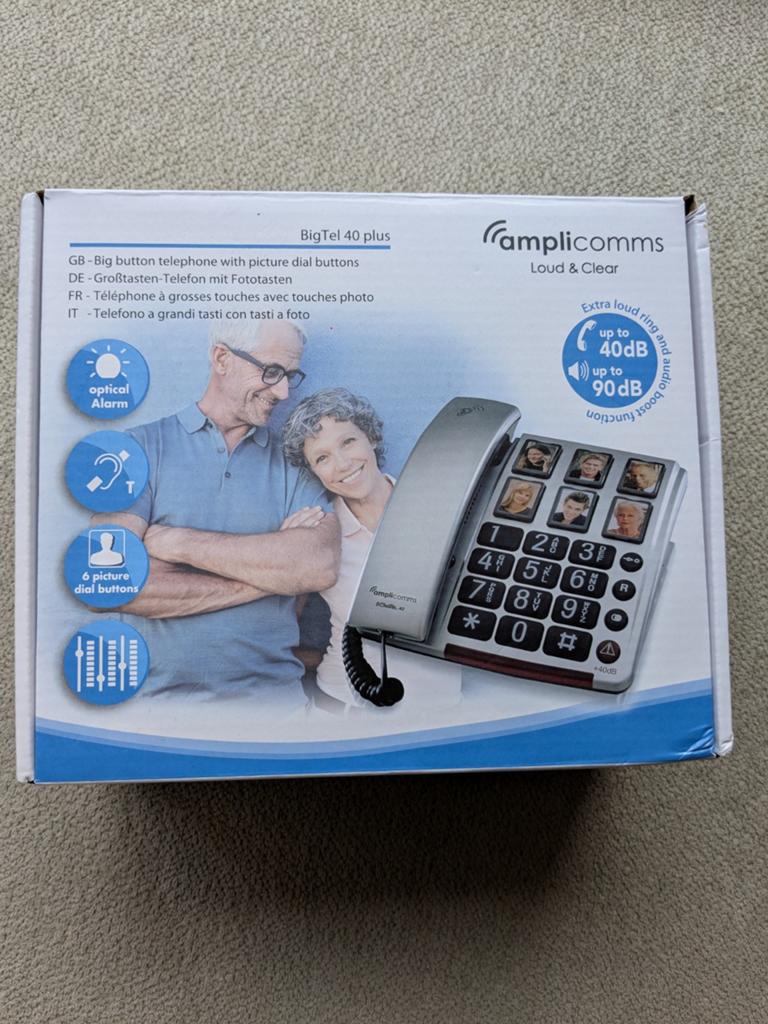 Amplicomms BigTel 40 Plus seniorentelefoon met fototoetsen, Telecommunicatie, Ophalen, Zo goed als nieuw, 1 handset