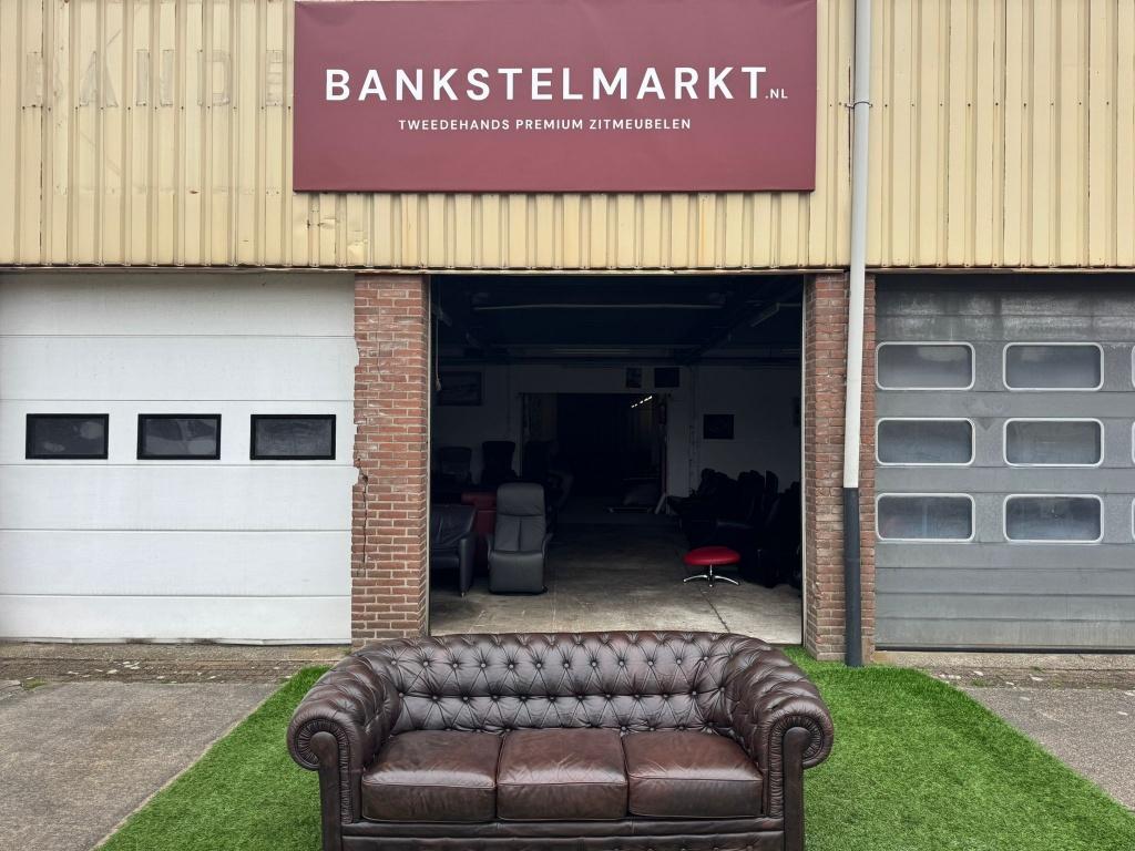 Bankstel CHESTERFIELD 3zit bank bruin leer+Gratis bezorging!, Ophalen, Geen, Pahest@hotmail.nl, Design