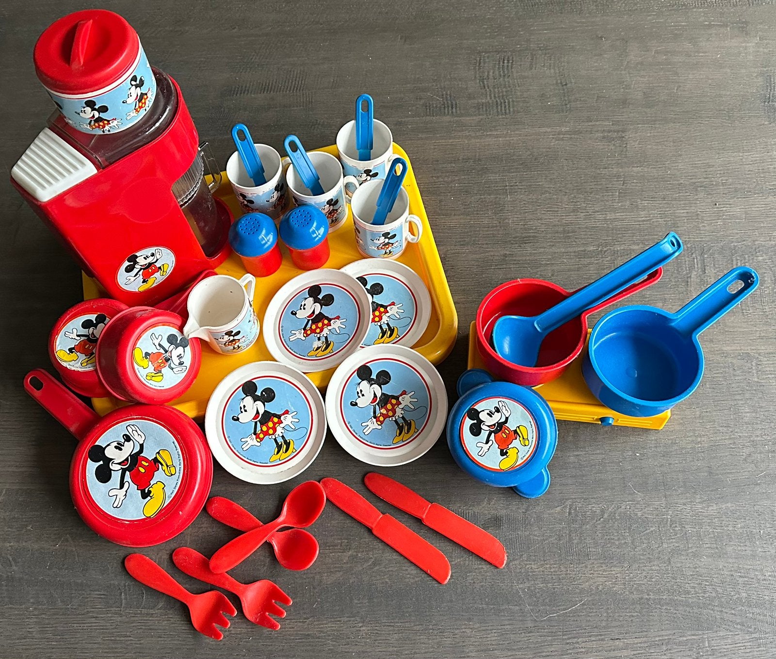 Vintage Berchet Disney Mickey Mouse speelservies 1975, Ophalen of Verzenden, Gebruikt