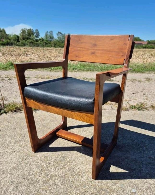 Vintage teak bijzetstoel armstoel 1960s, Huis en Inrichting, Stoelen, Zo goed als nieuw, Eén, Hout, Kunststof, Bruin, Ophalen of Verzenden