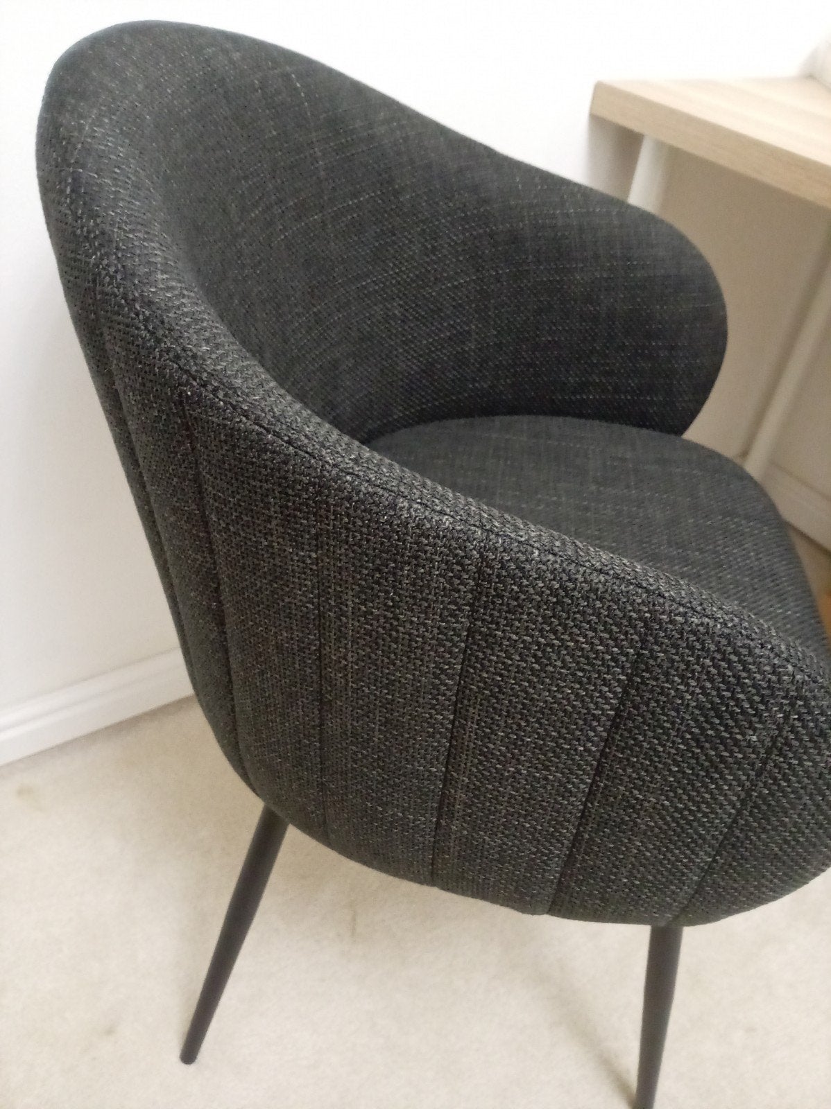 Zwarte schelpstoel - Make-up tafel of bureau stoel, Huis en Inrichting, Ophalen, Zo goed als nieuw