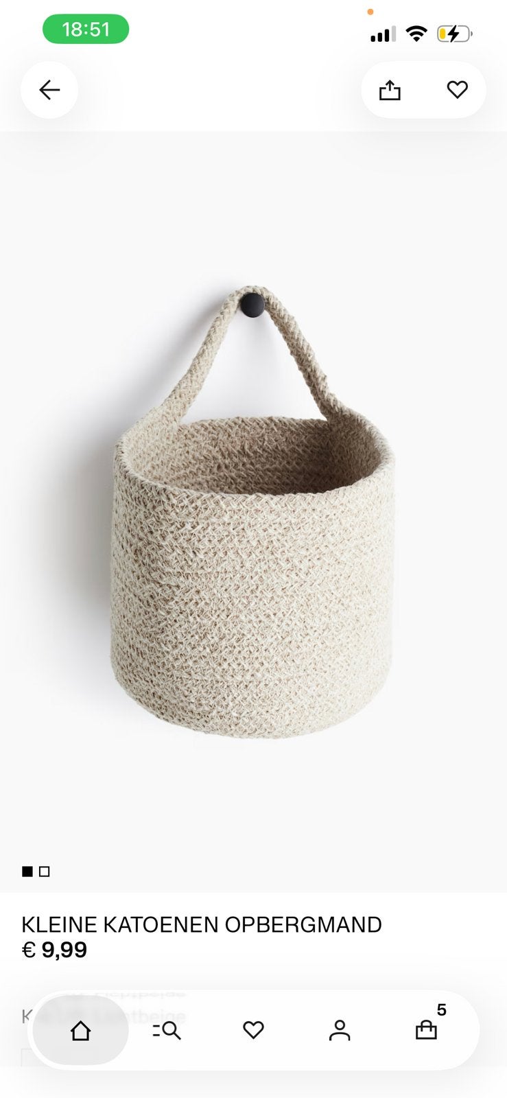 Opbergmand hm h&m home zara, Ophalen of Verzenden, Zo goed als nieuw, Rond