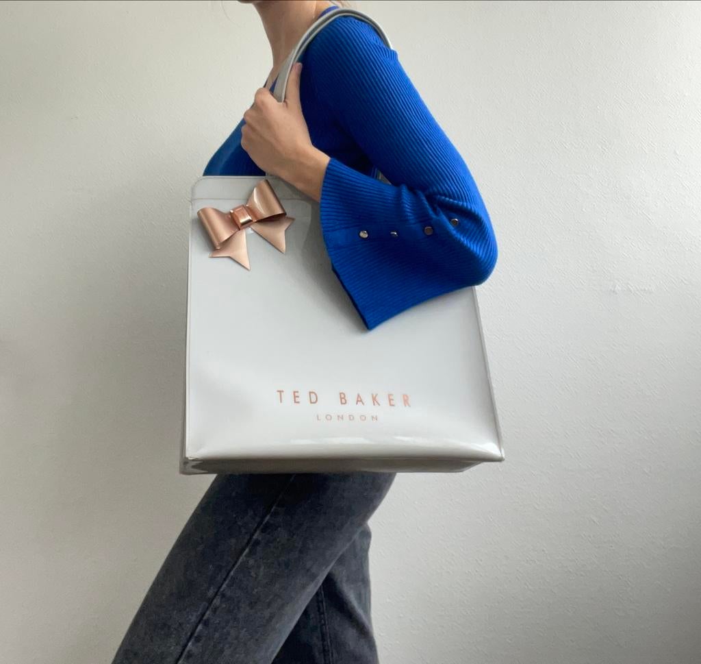 Ted Baker tas met strik, Ophalen of Verzenden, Gebruikt, Grijs, Handtas