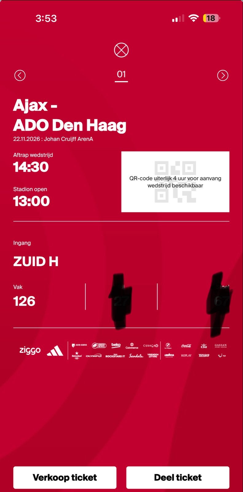 Ajax Ado Den Haag F side, Eén persoon