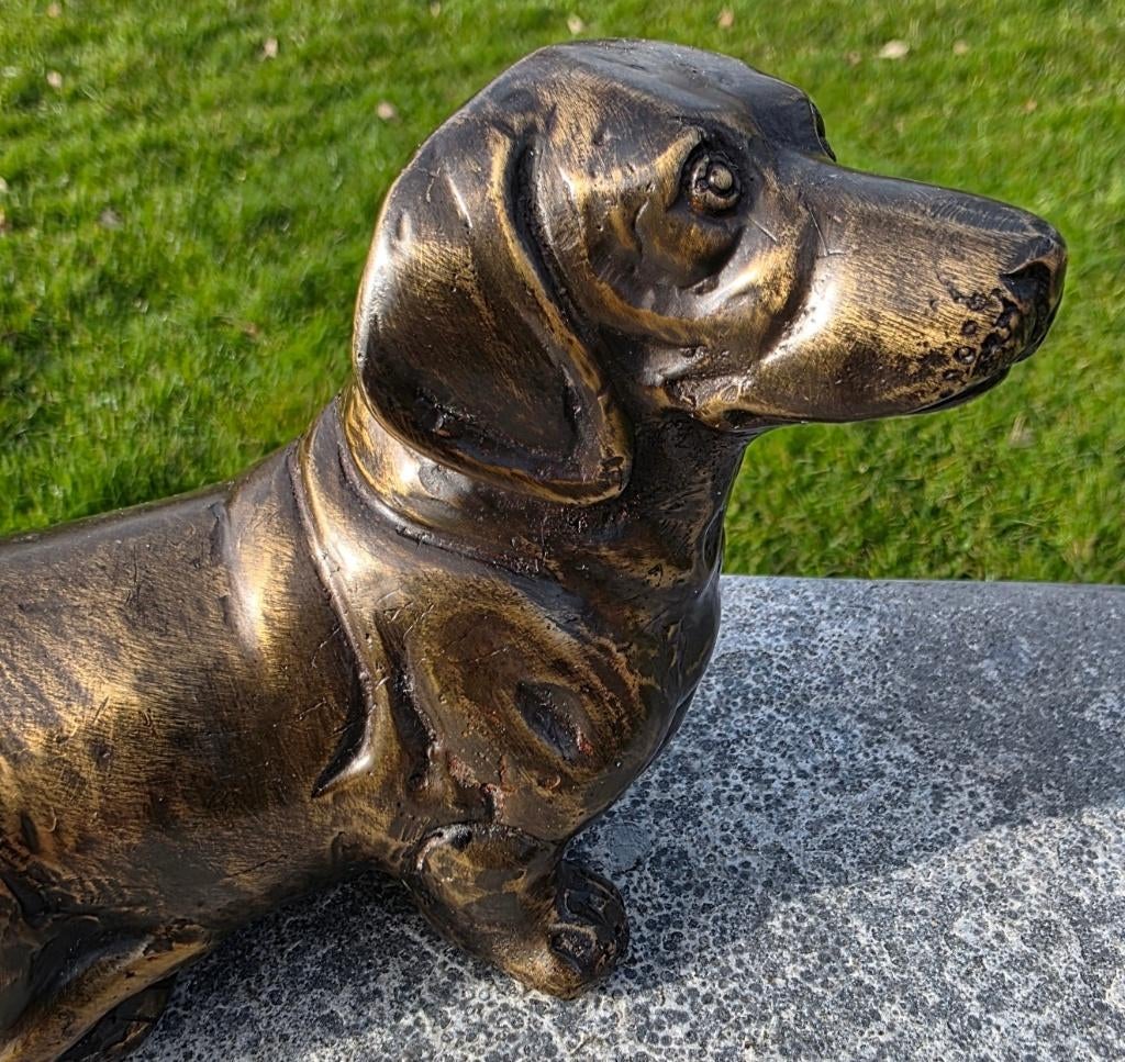 BRONZEN TECKEL / TEKKEL / hond, Ophalen of Verzenden, Nieuw, Hond of Kat, Beeldje of Figuurtje