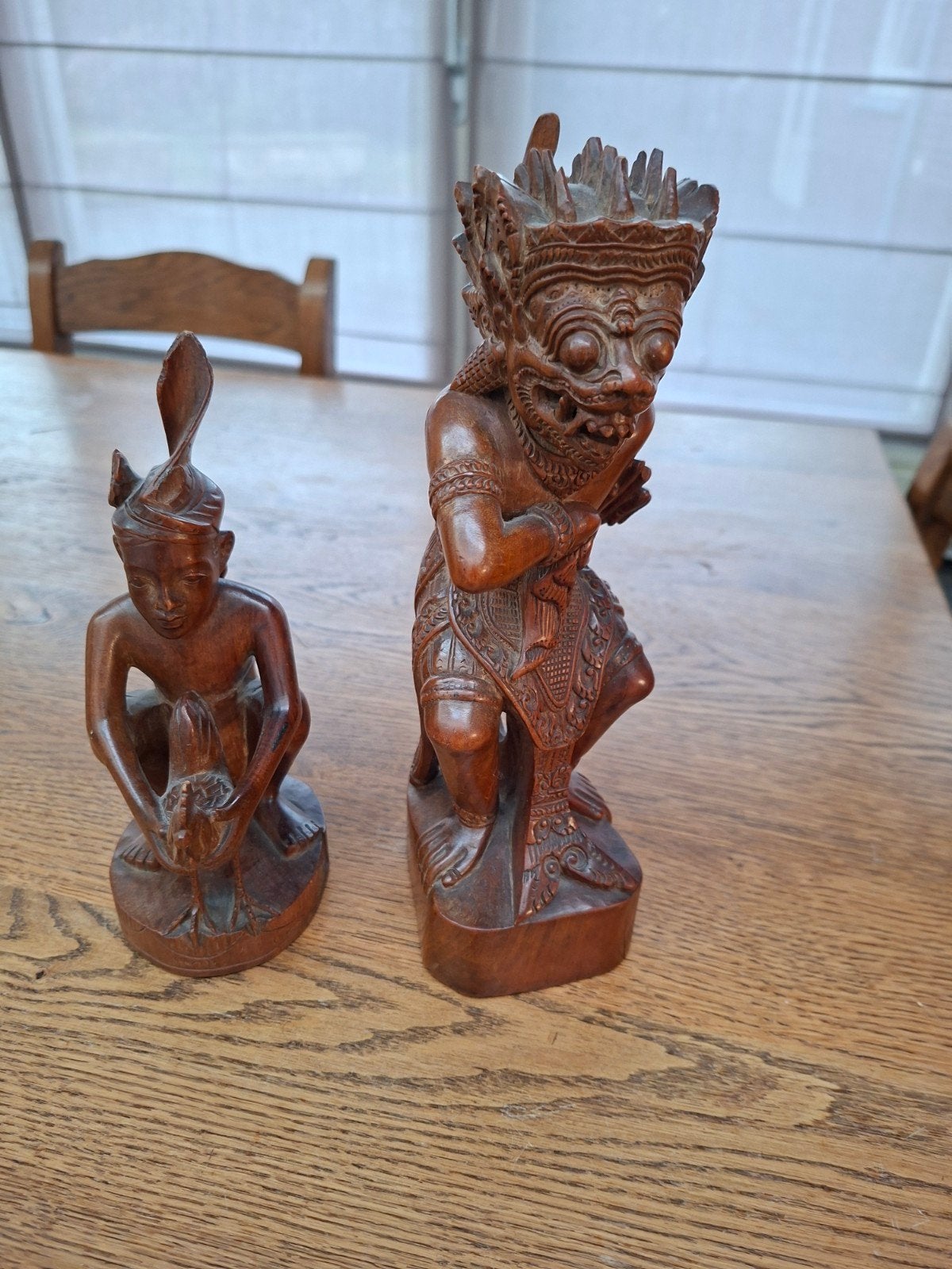 2 mooie antieke Balinese houten beelden, samen € 50,00, Huis en Inrichting, Ophalen