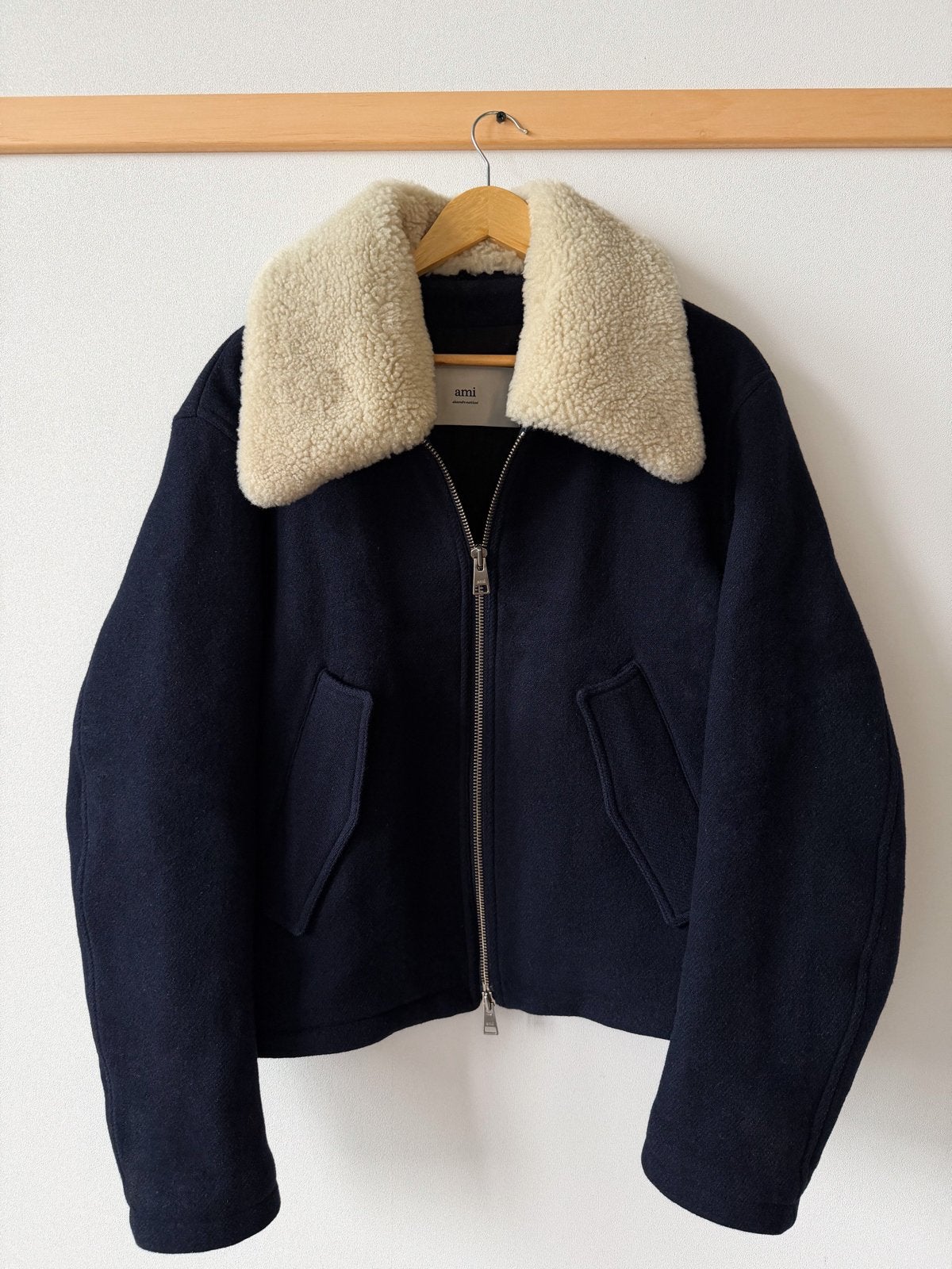 AMI Alexandre Mattiussi Wool Jacket with Shearling Collar, Ophalen of Verzenden, Nieuw, Maat 56/58 (XL), Blauw