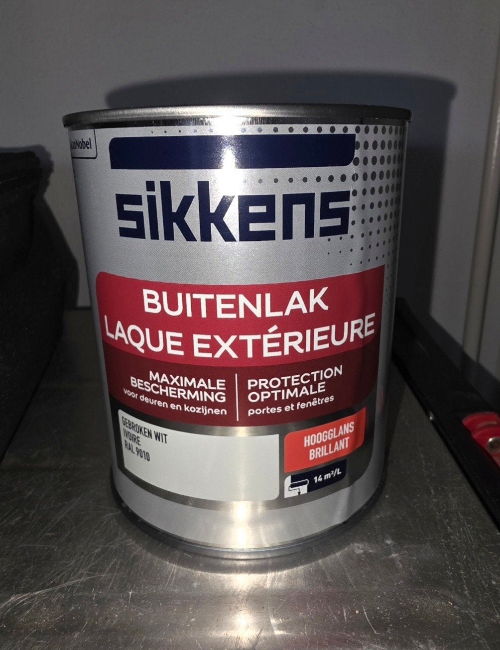 Sikkens Buitenlak Hoogglans Gebroken Wit RAL 9010, Wit, Nieuw, Ophalen of Verzenden, Lak