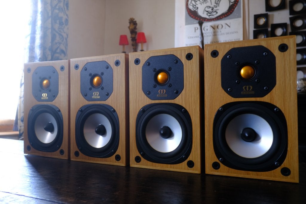 monitor audio UK vintage 5.0 Studio 2 set, Ophalen, Inclusief muurbeugels, Speakerset, Zo goed als nieuw