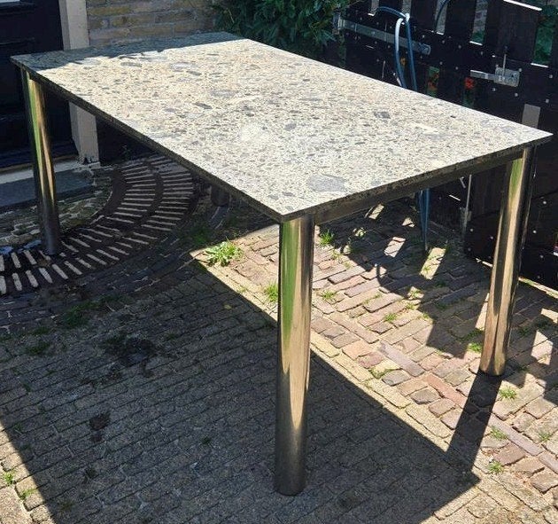 Granieten tuintafel, Tuin en Terras, Ophalen, Gebruikt, Rechthoekig, Overige materialen